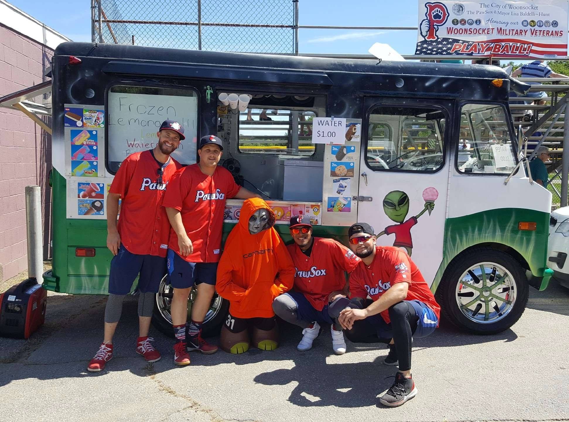 ice cream truck at a baseball game