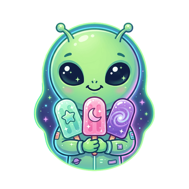 Alien holding popsicles