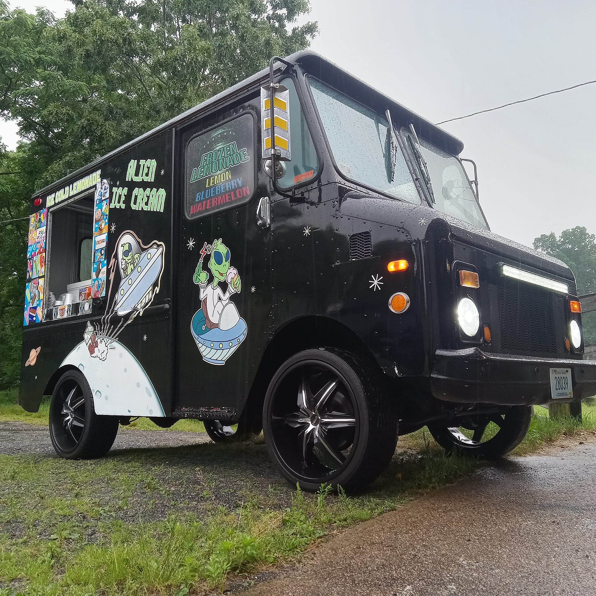 Picture of an ice cream truck in space